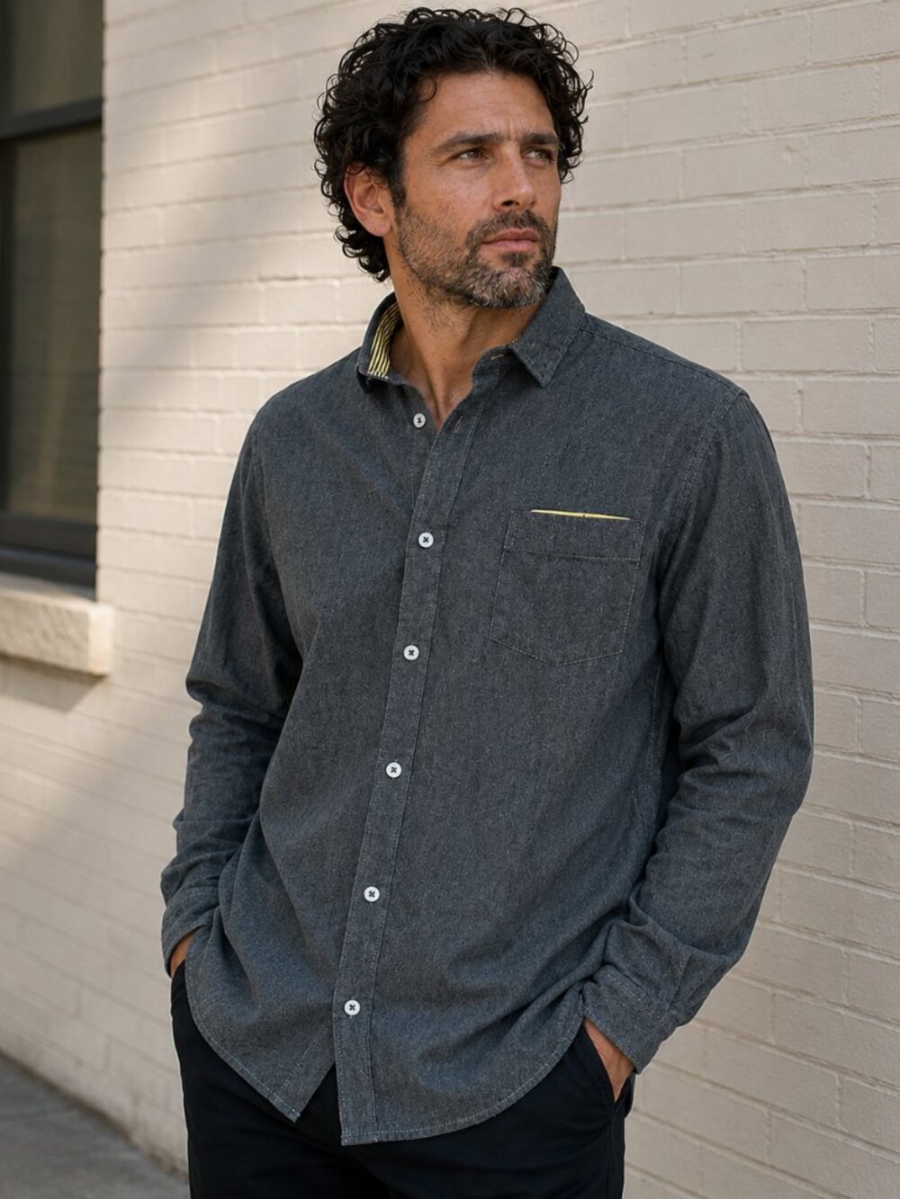 Descendant of Thieves Dres Ladro 2XL Gray Button Front Shirt Cotton Blend